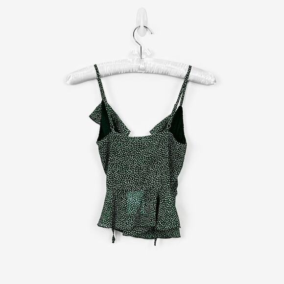 J.O.A. Polka Dot Wrap Top Size XS Green Ruffle Girlcore Summer - Picture 2 of 2